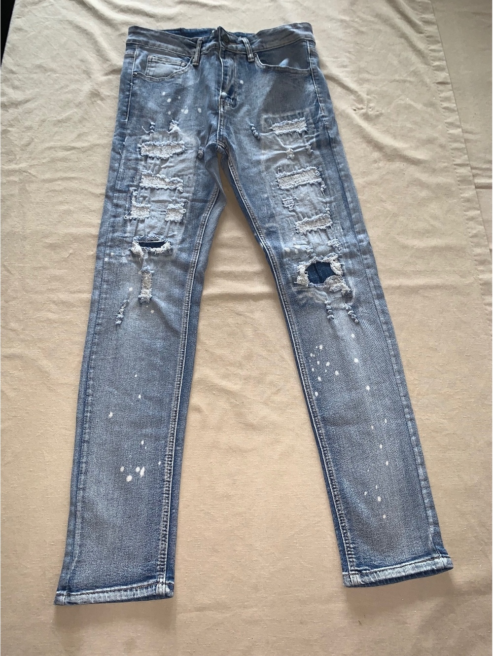 Waimea Skinny Fit light wash distressed jeans 30x30